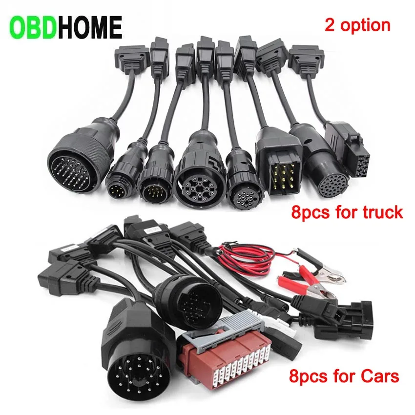 Полный комплект, 8 автомобильных кабелей, 8 шт., кабели для грузовиков, опция для разъема CDP TCS PRO для Multidiag Pro MVD, инструмент для автоматической диагностики, преобразователь шнура