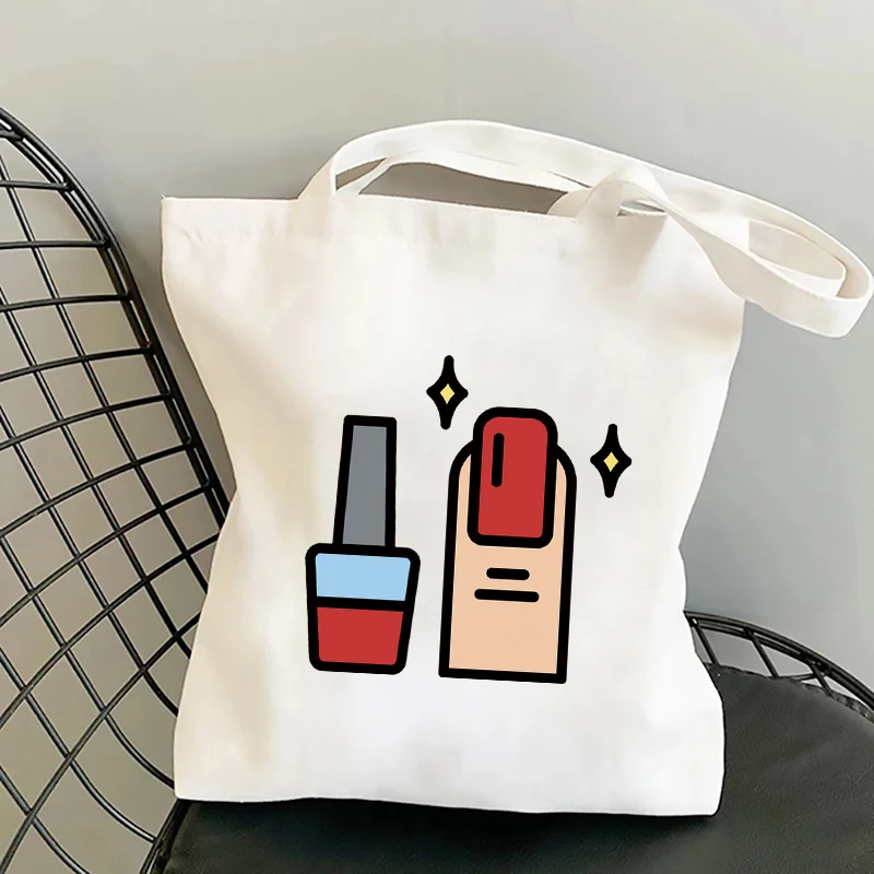 

2022 Shopper Bags Women Beautiful Finger Nail polish Printed Tote Bag femme Harajuku College handbag girl Shoulder shopping bag