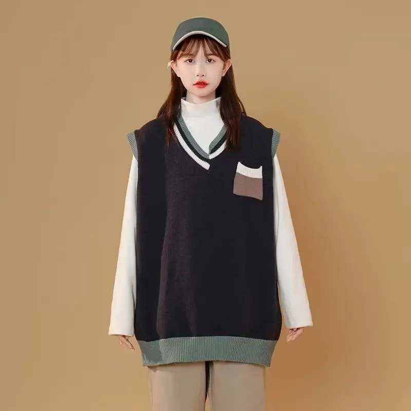 Асимметричный Трикотажный жилет с V-образным вырезом складная шерстяная одежда в