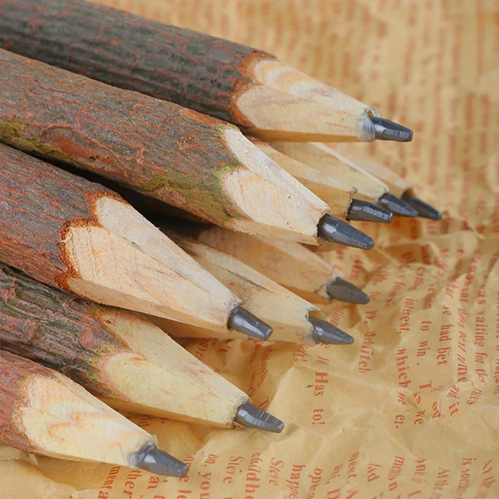 

5PCs New Crafts Stationery School Supplies Branch and Twig Writing Tool Graphite Wooden Pencil