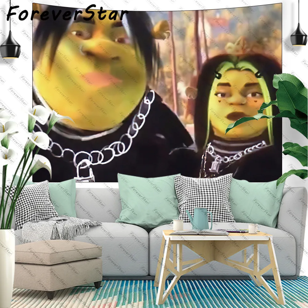 

Funny Shrek Tapestry Wall Hanging Meme Tapestry Aesthetic Hippe Boho Anime Tapestries Blanket Carpet Kawaii Room Decor For Home