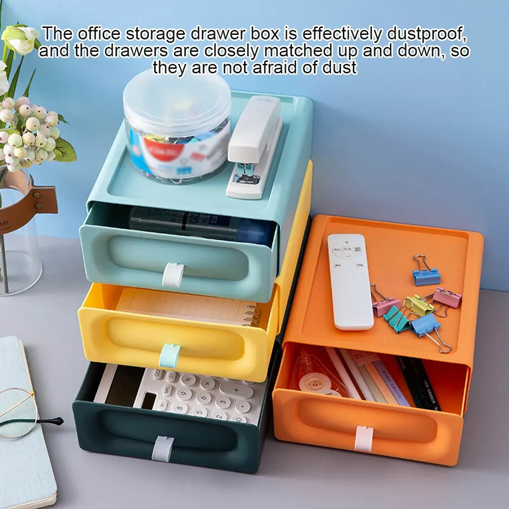 

Stackable Cosmetic Storage Box Desktop Drawer Stationery Organizer Plastic Container