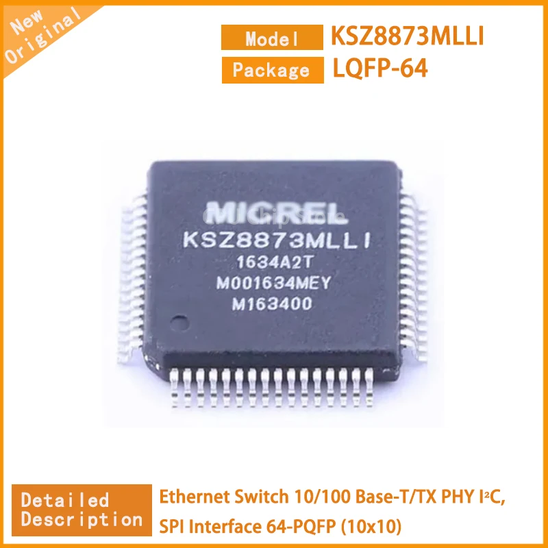 

1 ~ 5 шт. Новый KSZ8873MLLI KSZ8873 коммутатор Ethernet 10/100 Base-T/TX PHY I²C, интерфейс SPI 64-PQFP (10x10)