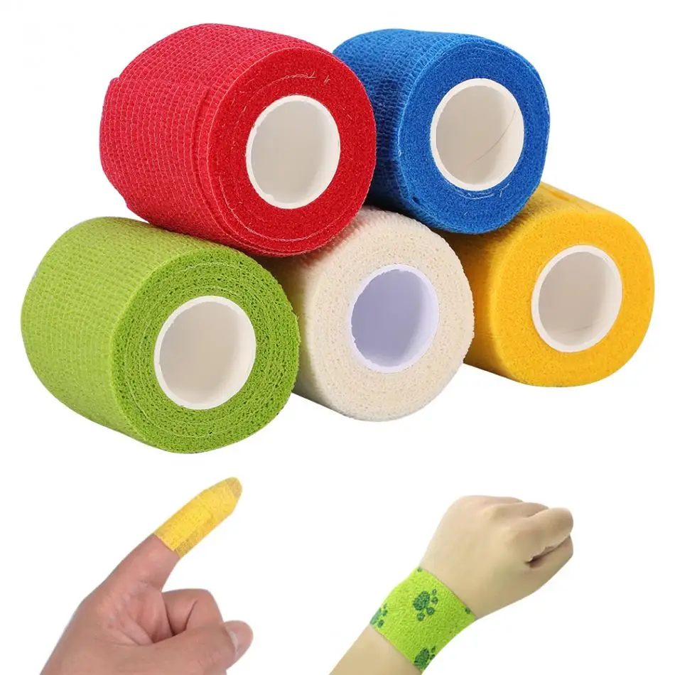 

1 Roll Self-adhesive Bandage Elastic Medical Therapy Sports Muscle Cohesive Tape Non Woven Finger Joints Tattoo Wrap 5cm*4.5m