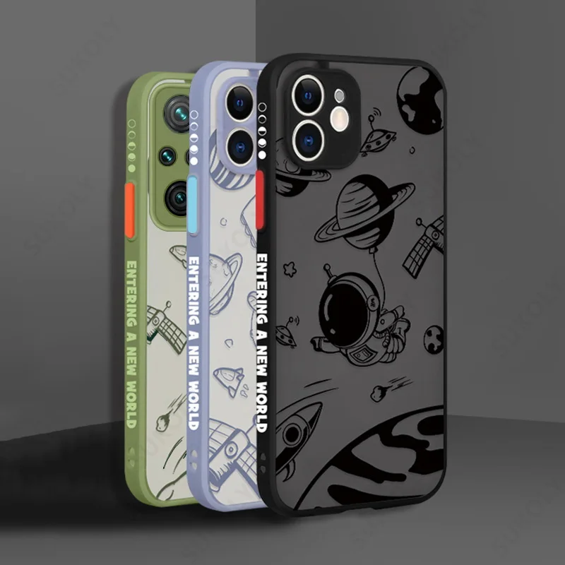 cute space astronaut phone case for xiaomi redmi note 10 9 8 pro 10s 9s 11s 11t mi 10t pro 11 lite 5g ne poco x3 f3 m3 m4 pro 5g free global shipping