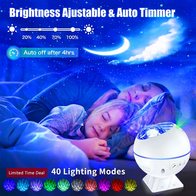 

LED Starry Sky Projection Lamp USB Spherical Car Water Pattern Light Colorful Voice Control Stage Living Room Atmosphere Light