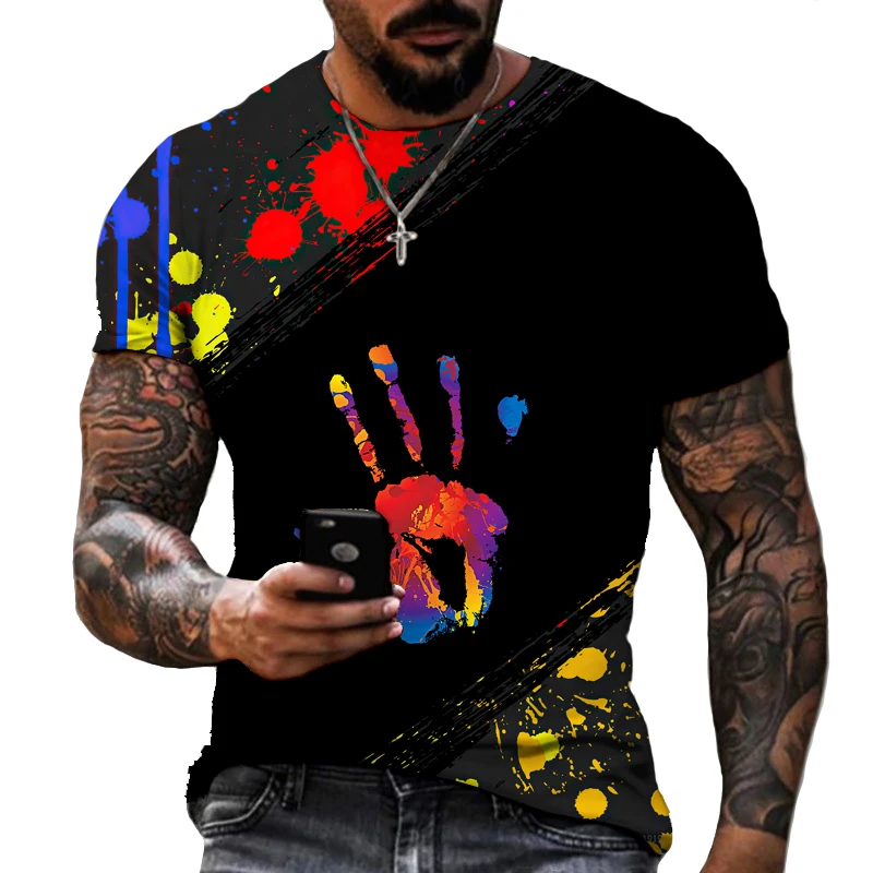 

Source manufacturer direct sales color graffiti 3D printing men's and women's T-shirt short sleeved shirt