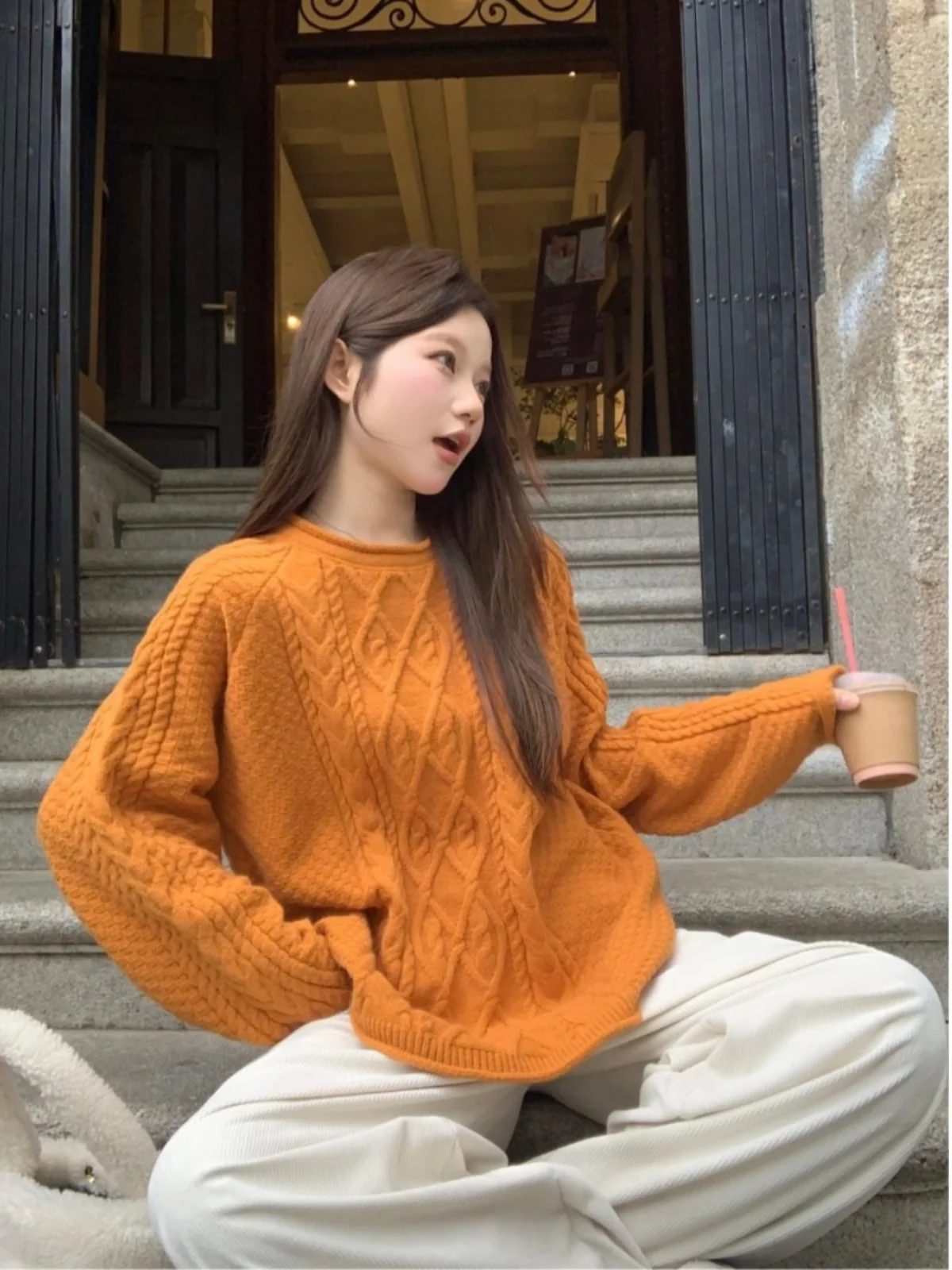 Женский свитер с круглым вырезом Idle Sle Pumpkin Twist осень 2024 новый дизайн керлингом