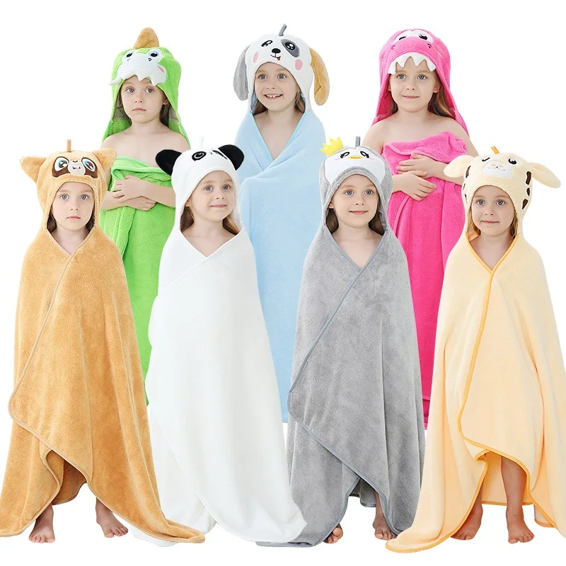 Children's Beach Towel Baby Bath Towel Kids Blanket Swaddings Hooded Cloak New Fashion Cute Panda Dog Raccoon Giraffe Dinosaour