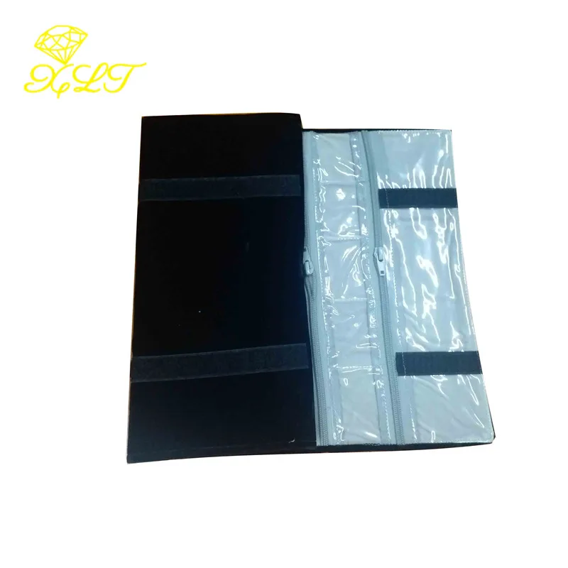 40 Grids Zipper Bag for Ring Pendant Folding Travel Organizer Earrings Case Portable Velvet Jewelry Roll Storage Bag