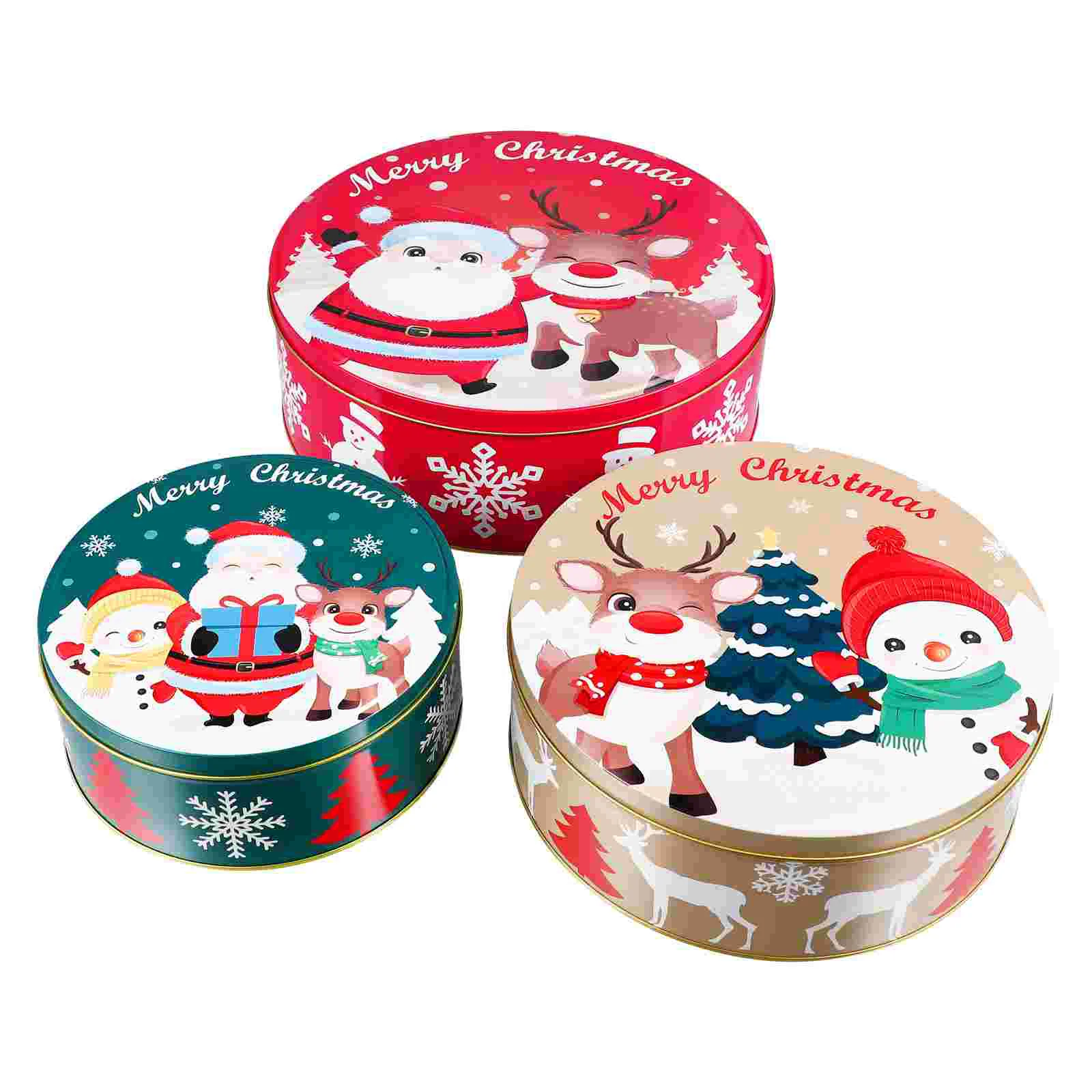 

Christmas Candy Lids Jars Gift Cookie Tin Tins Containers Storage Decorative Ornament Buffet Boxes Giving Tinplate Empty