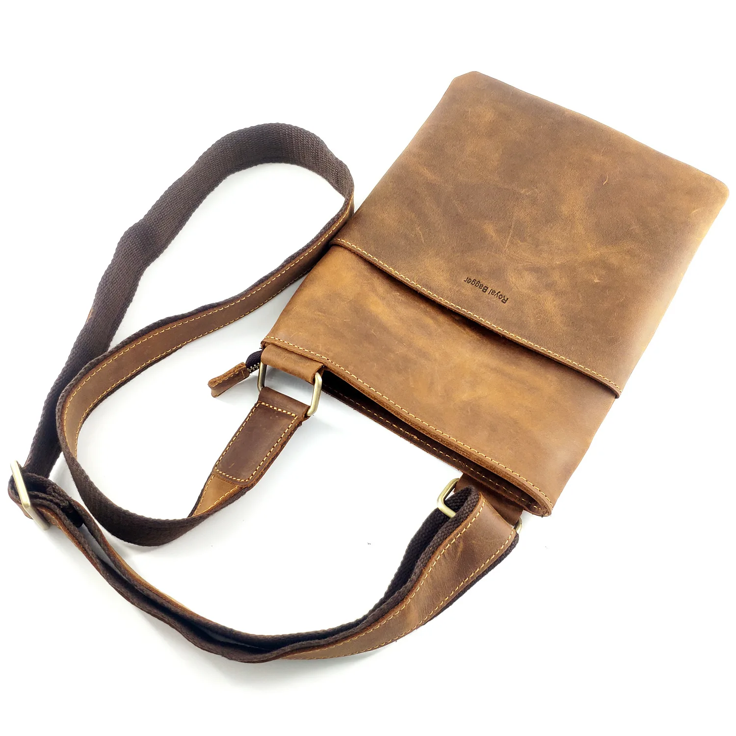 Сумка на плечо мужская из натуральной кожи сумочка-мессенджер Крейзи Хорс