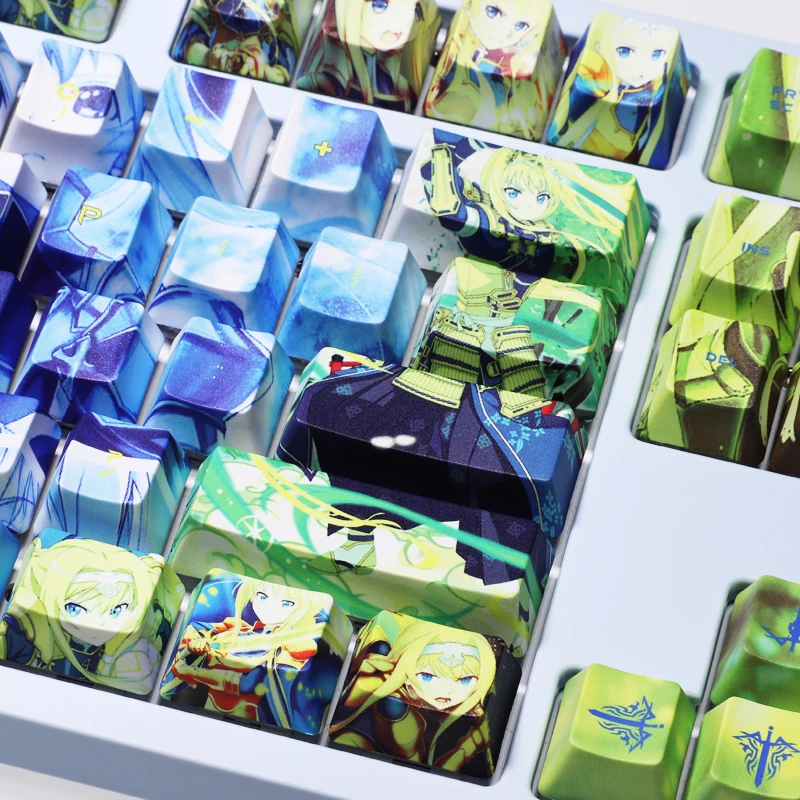 

Sword Art Online Theme PBT Keycaps For Mechanical Keyboard Cherry Mx Switch Japanese Cartoon Anime Green Blue Keycap 108 Keys