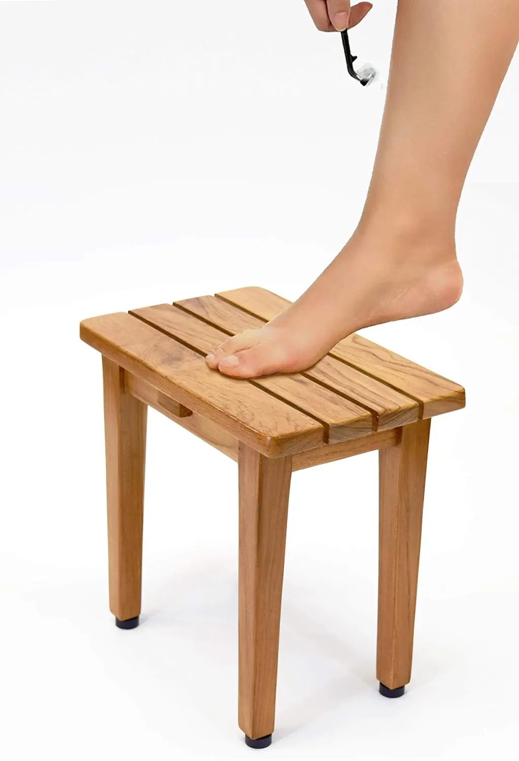 

Zaka Solid Teak Shower/Bath/Spa Foot Stool, Side Table, Fully Assembled, TB-013