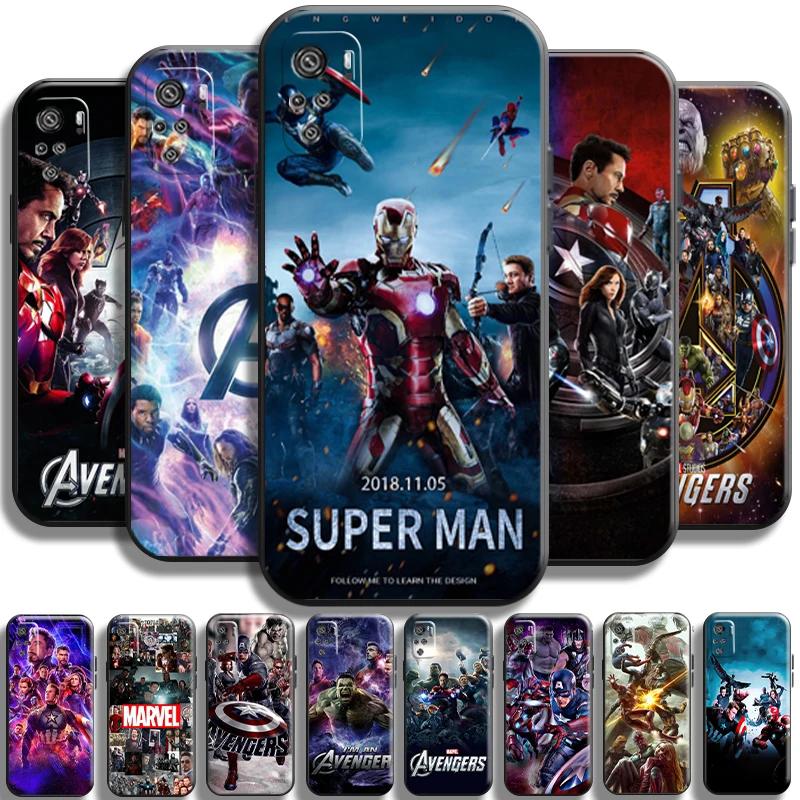 

Marvel Avengers Cover For Xiaomi Redmi Note 11 11T 11S 10 10S 10T Pro Phone Case TPU Cover Full Protection Liquid Silicon
