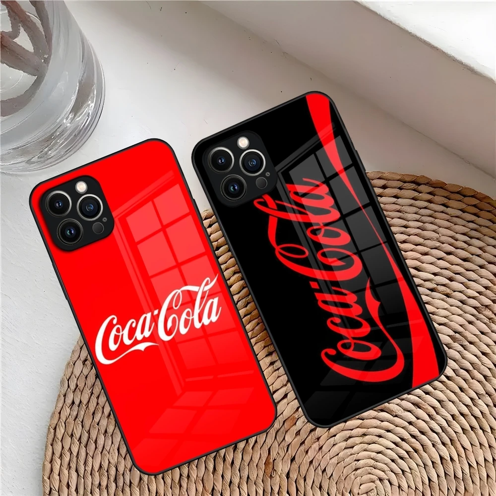 Чехол для телефона C CocaS C- ColaS Iphone 16 15 14 Pro Max 12 11 13 Mini X Xr Xs Puls стеклянный чехол