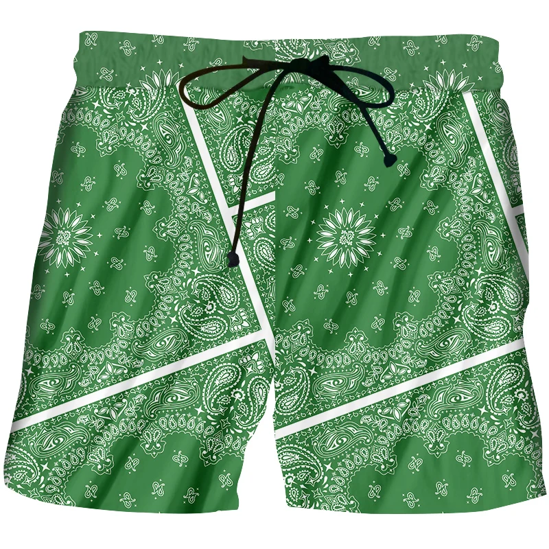 CJLM Man Green Shorts 3D Full Body Printed High Quality Short Pants Grass Color Rule Flower Sport Pants Art Line Totem Oversized