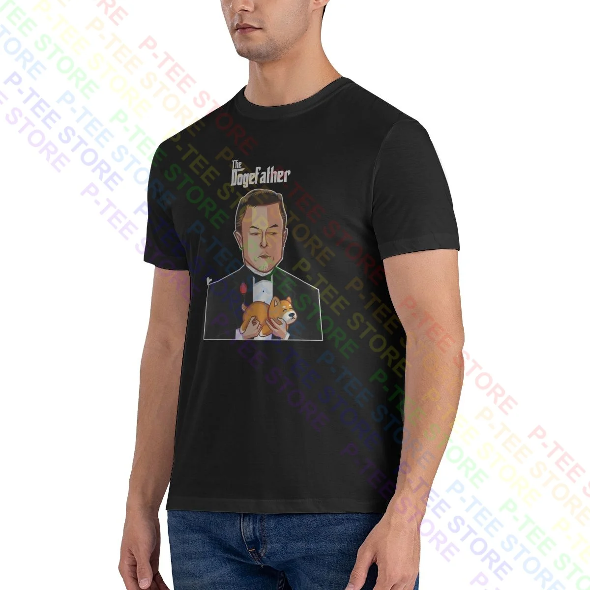 Фото Рубашка Dogefather Dogecoin Doge Hodl On The Moon криптомем, футболка, топ, футболка в стиле хип-хоп №3