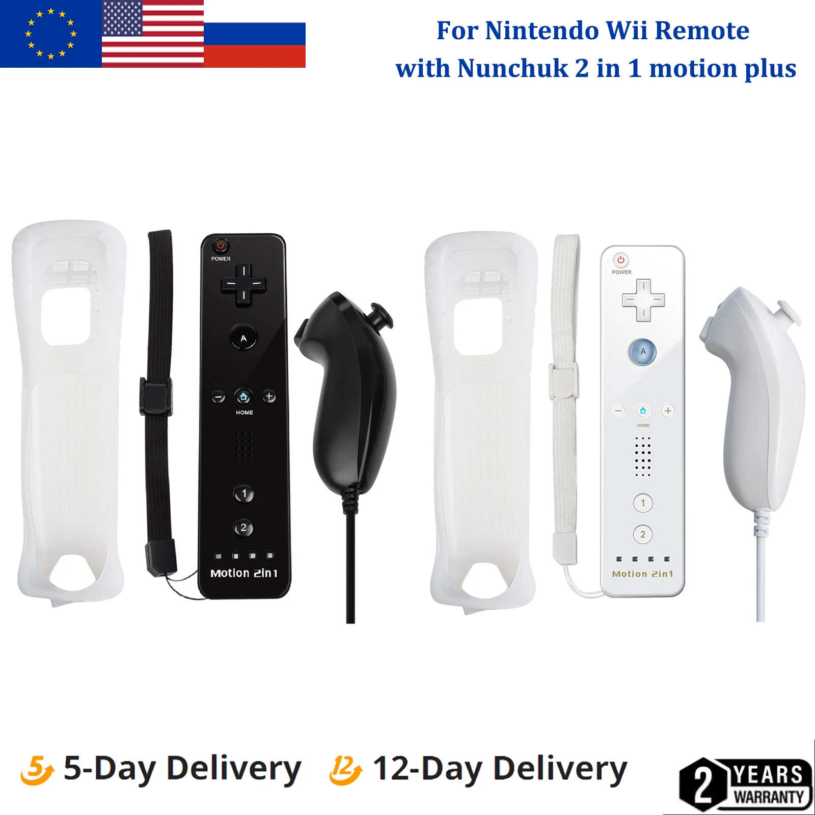 

2 in1 Motion Plus For Wii Remote Wii Controller with Nunchuck For Nintendo Wii Console Wireless Gamepad Controle Joystick Joypad