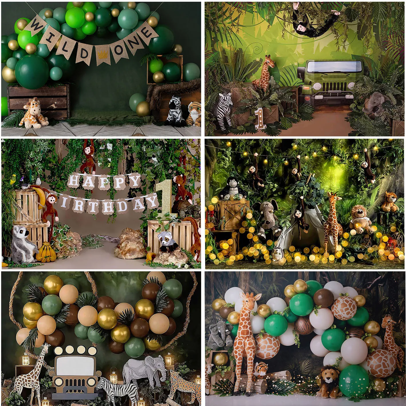 

Jungle Forest Safari Wild Photography Backgrounds Boy Birthday Party Portrait Decoration Backdrops Photography Studio Props