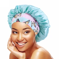 satin bonnet for women solid color night sleep cap wide stretch band smooth hair care head wrap salon makeup headwrap silky hat