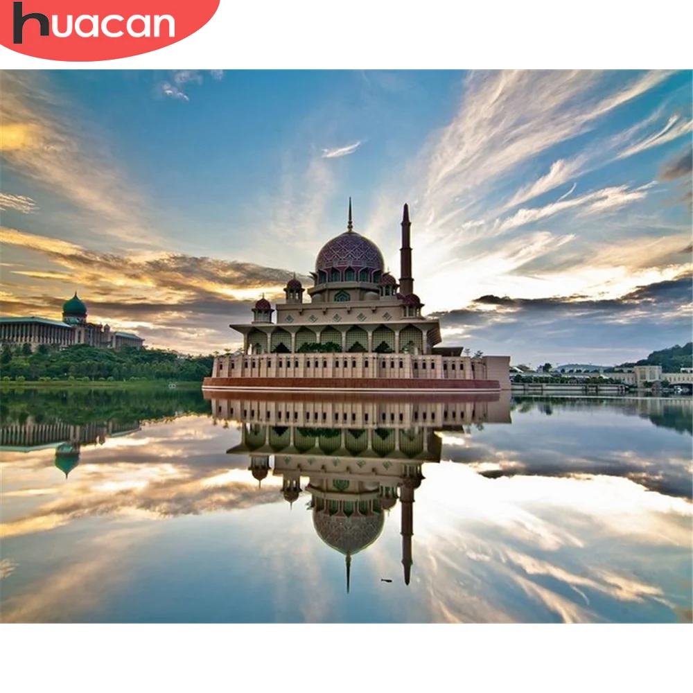 

HUACAN Picture By Number Building Landscape Drawing On Canvas Acrylic City Sunset Wall Art DIY Frame Home Decoration Unique Gift