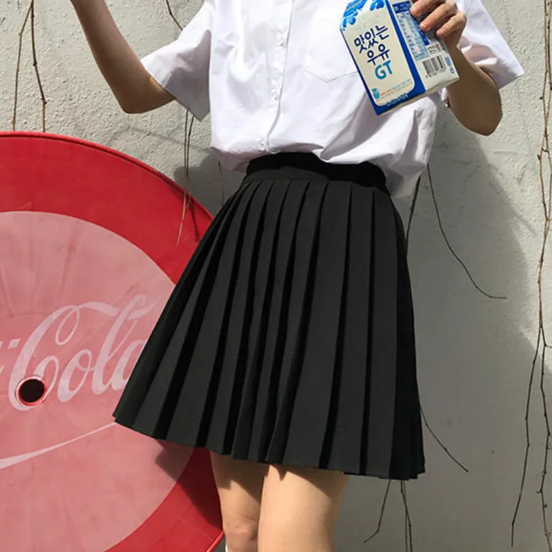 

Skirts Women Pleated High Waist Y2k Schoolgirls Solid Casual Streetwear All-match Korean Style Trendy Novelty Daily Comfortable