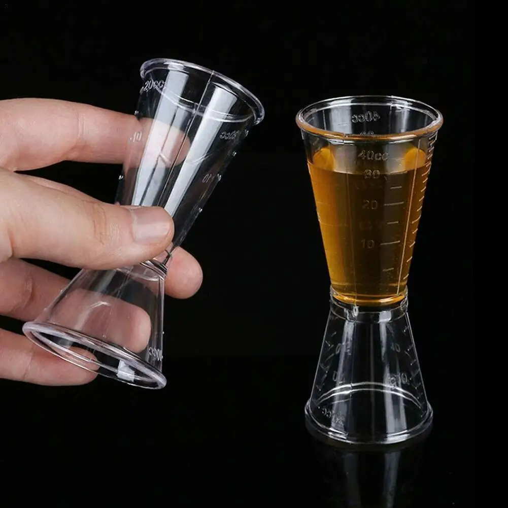 

Double Clear Jigger Ounce Cup Plastic Resin Milk Tea Coffee Bar Cup Mixing Applies Oz Measuring Home Scale H4X7