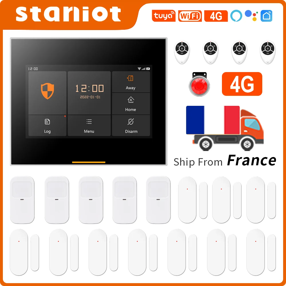Staniot 433MHz Wireless Wifi 4G Smart Home Security Alarm System Kits For Garage and Residential Support Tuya and Samrtlife APP
