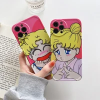 cute and funny sailor moon round hole phone cases for iphone 13 12 11 pro max xr xs max x back cover