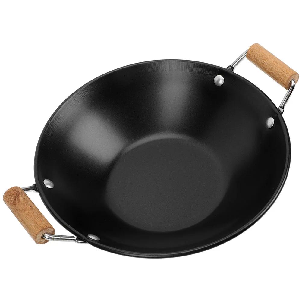 

Stainless Steel Griddle Double Handle Food Wok Cookware Metal Wear Resistant Fry Multi-function Cooking Individual Utensils