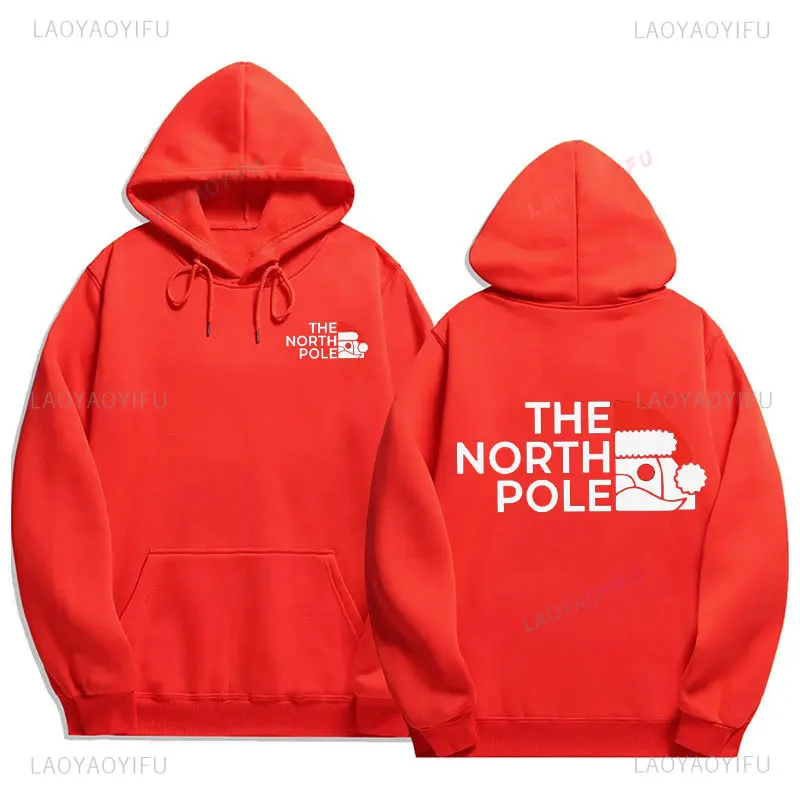 Забавная рождественская толстовка The NORTH POLE Санта-Клаус с лацканами