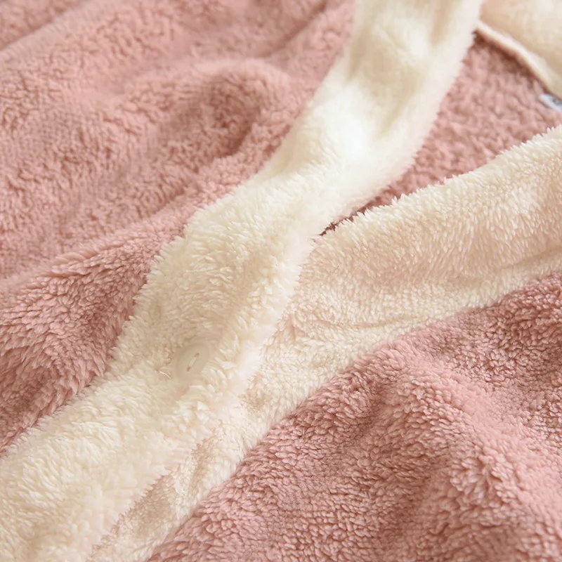 New winter women's pajamas long-sleeved trousers two-piece thickened flannel suit coral fleece warm home clothes sleepwear