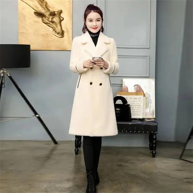 Imitation Fur Coat Women's New 2022 Autumn And Winter Parka Long Thick Outwear Imitation Mink Fleece Coat Ladies Wool Coat