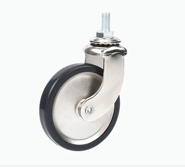 

Комплект из 4 роликов с винтовым стержнем M8 длиной 3 дюйма — никелированные тормозные колеса, универсальные бесшумные ролики из полипропилена для мебели, обеденных стульев и тележек