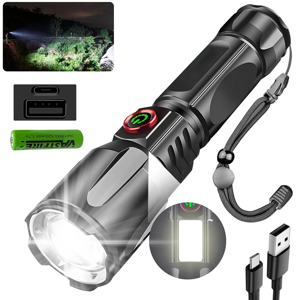 Супер мощный светодиодный фонарик масштабируемый женский перезаряжаемый