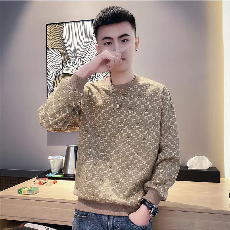 

Retro personality hip hop T-shirt sweater men's spring and autumn Hong Kong style large size net red fried Street tide brand top