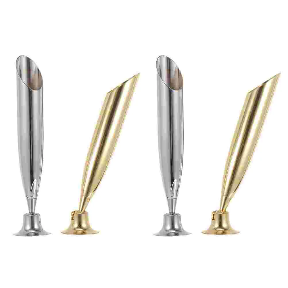 

4 Pcs Pen Socket Rest Stand Rack Desk Office Creative Holders Container Containers Stainless Steel Quill-pen