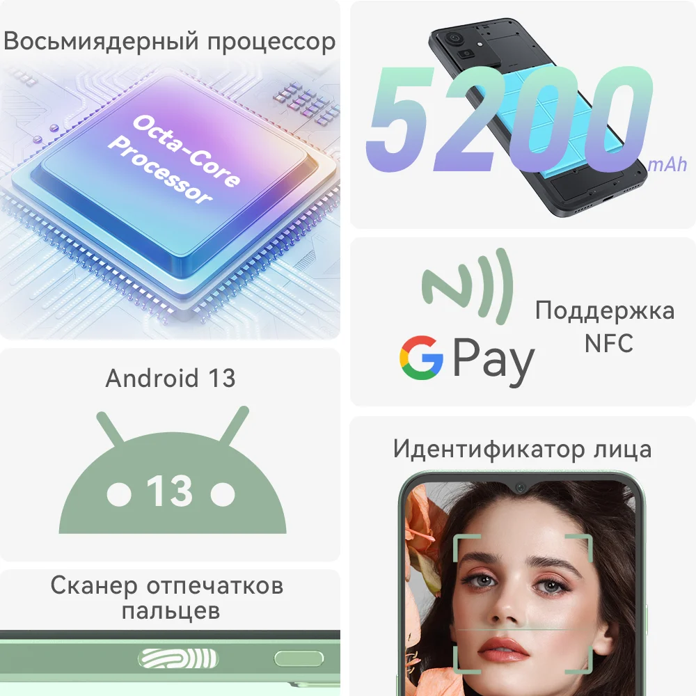 Смартфон Cubot-Note 50 16 ГБ ОЗУ (8 + 8 расширенной памяти) 256 ПЗУ экран 6 56 дюйма 90 Гц Octa-Core NFC