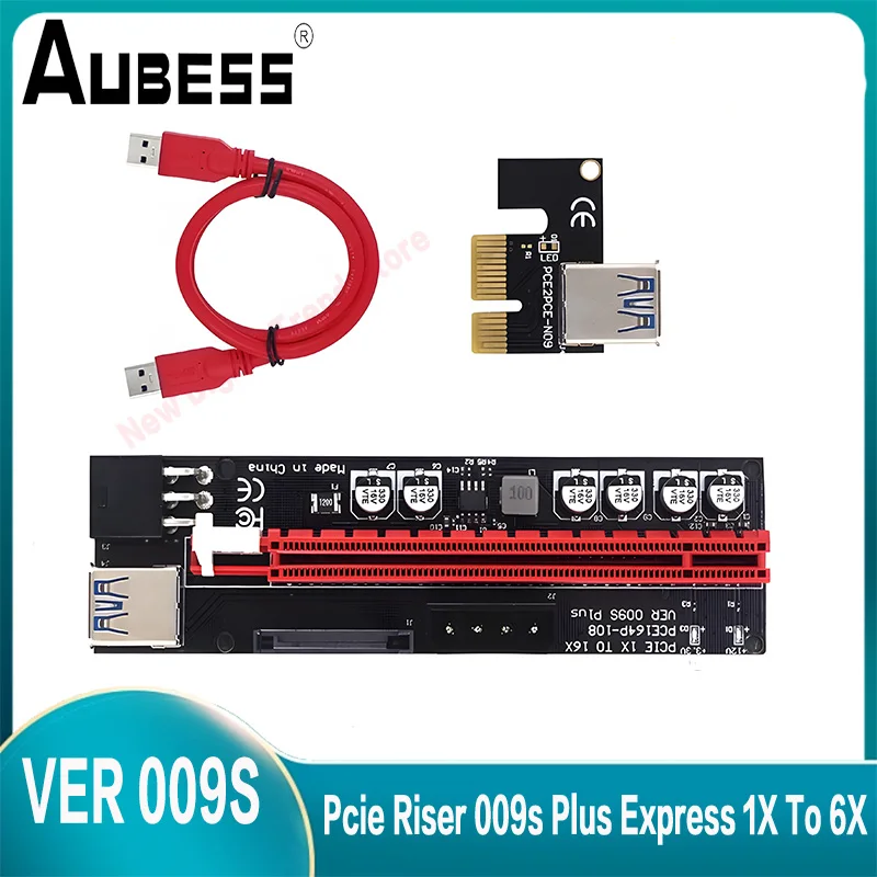 

Aubess VER 009S Adapter Riser Card PCI Express 1X To X16 Graphic Card Mining GPU Riser Riser Card SATA 4pin Interface Riser Card