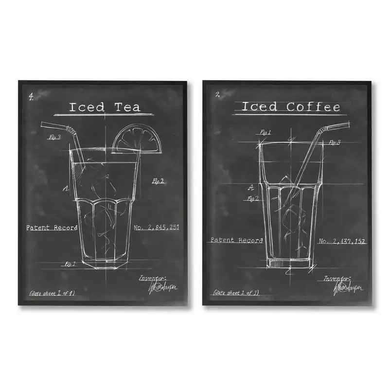 

Industries Iced Coffee & Tea Diagram Graphic Art Black Framed Art Print Wall Art, Set of 2, Design by Ethan Harper