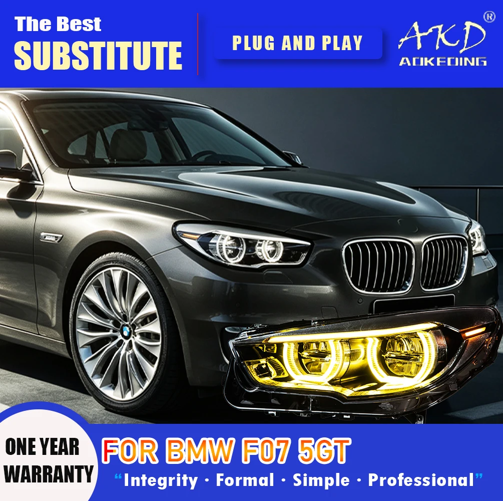 Фара AKD для BMW F07 5GT, светодиодная фара 2010-2017, фары для 5 серии GT, дневные ходовые огни, указатели поворота, дальний свет, ангельские глазки, проекционная линза. (art.: 3920dcc25f8bf) - 3920dcc25f8bf