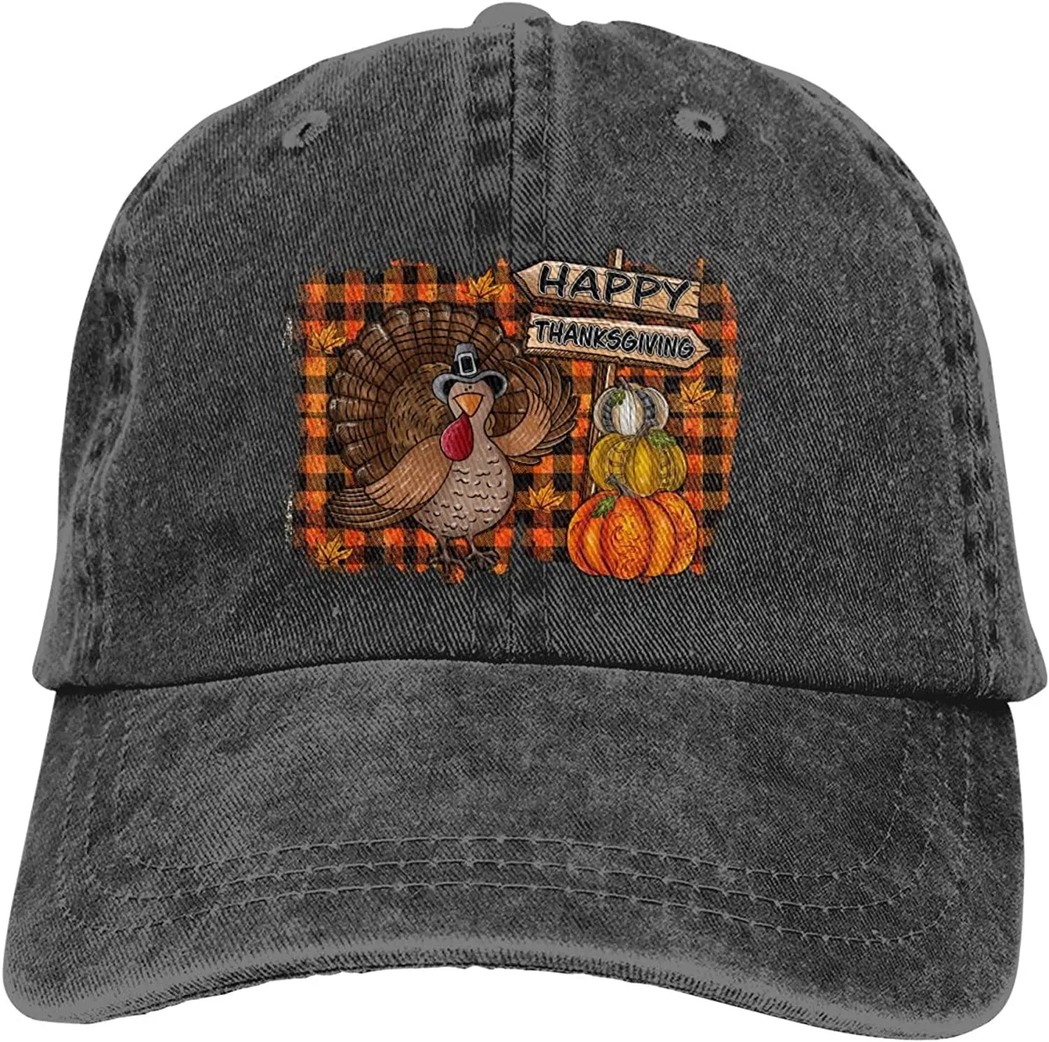 

Thanks Giving Hats for Men Women, Funny Pumpkins Fall Leaves Turkey Hat, Adjustable Cotton Baseball Cap