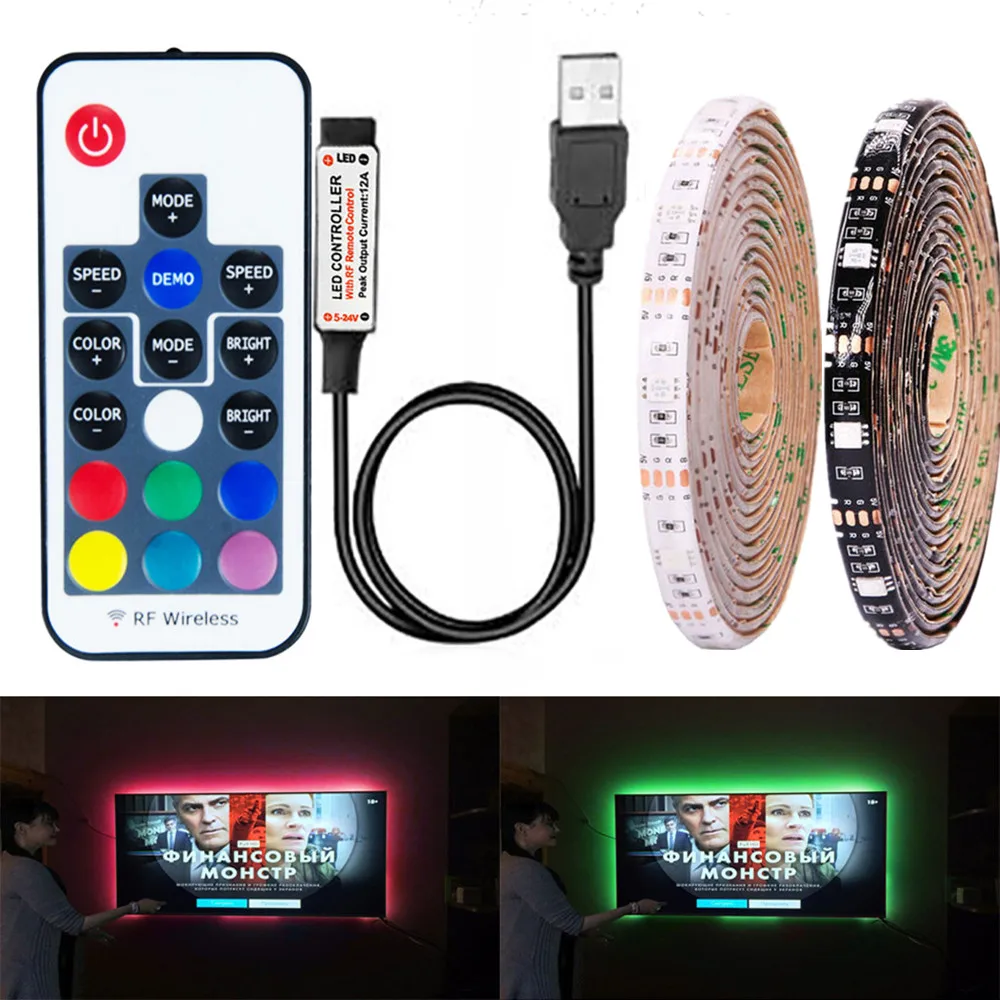 

5V Led Light Usb TV Background Light Strip RGB DC5v 5050SMD Flexible Waterproof Tape TV Backlight Lights Strips 17 Keys Control