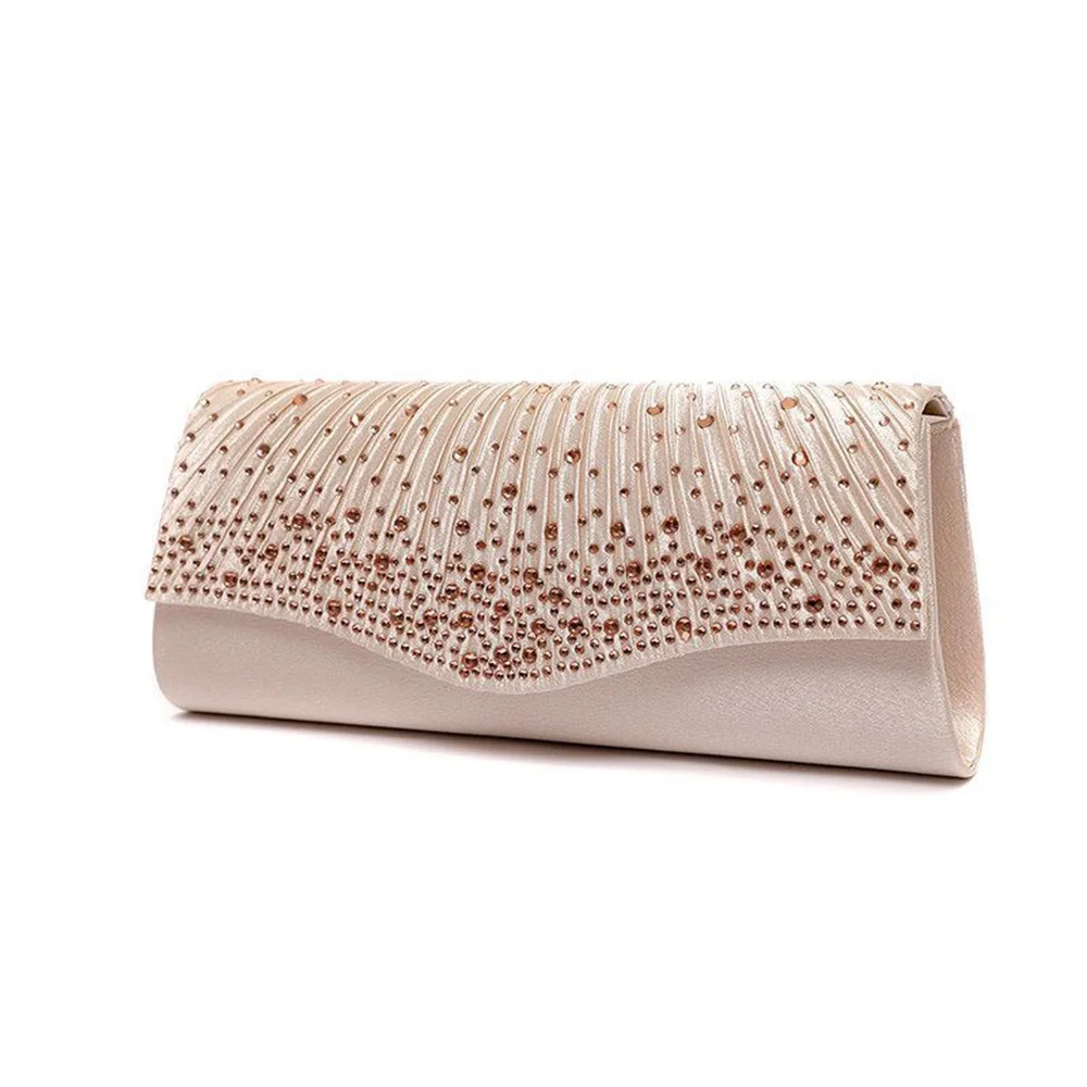 

Satin Women Evening Bags 2023 Fashion Rhinestone Ladies Day Clutch Glitter Party Handbag Wedding Purse Chain Shoulder bag