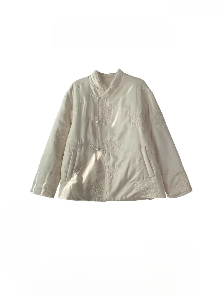 Новый китайский короткий пуховик с плюшевой вышивкой женская одежда новинка