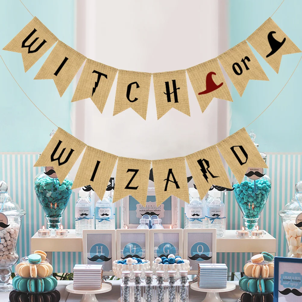 

1pc Banner Witch or Wizard Chic Flag Hanging Banner Party Bunting for Party Carnival