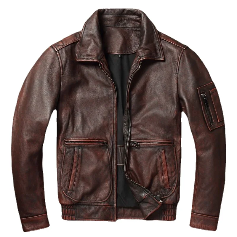 

New Design Genuine Leather Jacket Biker Vintage Overcoat Outdoor British Style Motorcycle Jackets for Men Jaquetas Clothes 2A