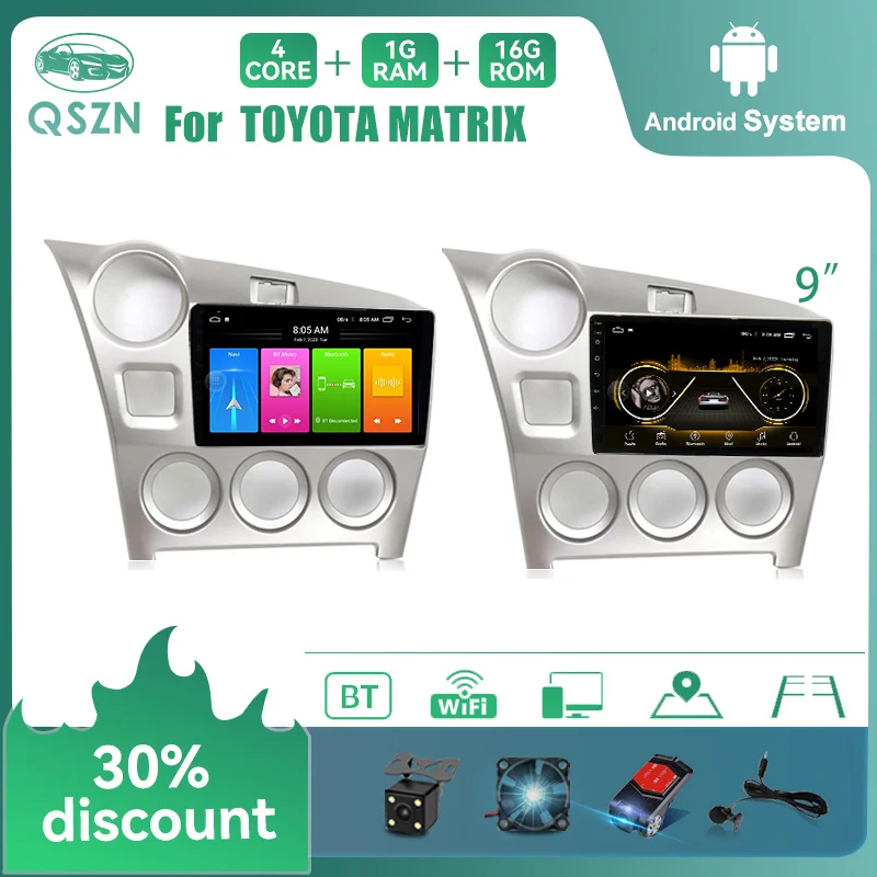 

Android 12 для Toyota Matrix 2 E140 2009-2014 для Toyota Corolla Matrix E140 2003-2008 мультимедийная навигация ТВ Видео Авторадио