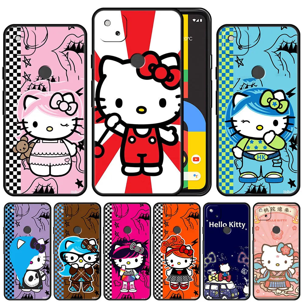 

Case Cover for Google Pixel 5a 4a 3 4 XL 5 6 Pro 4G 5G Funda Thin Original Cell Bag Capinha Protection TPU Full Hello Kitty Art